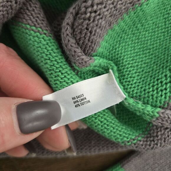 STELLA McCARTNEY GAP Boy's sweater Green Gray Stripes Linen Cotton Sz Small 5 - Picture 5 of 6